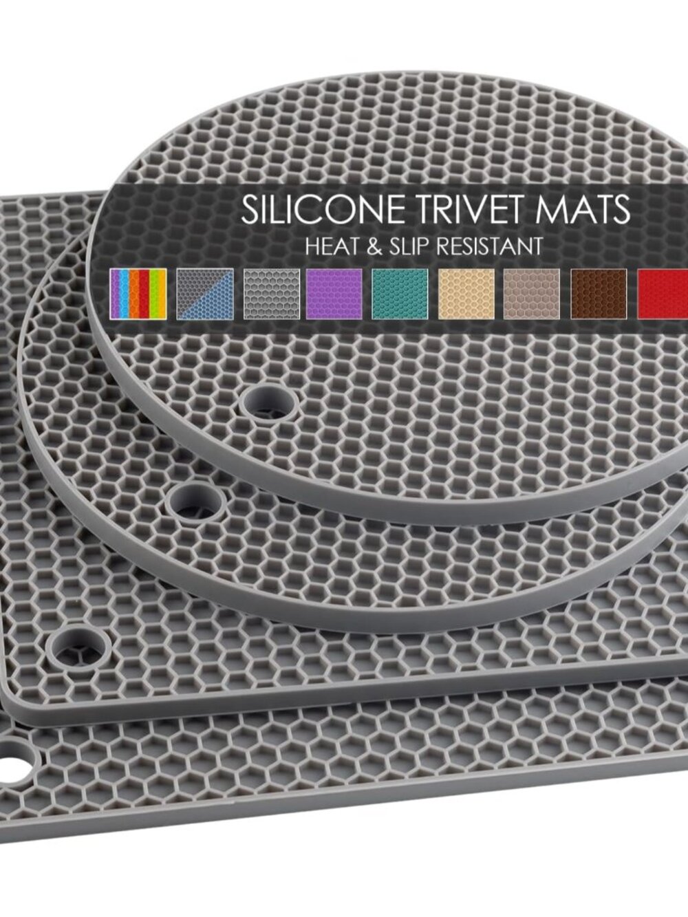 Silicone Trivet Mats, Silicone Pot Holders for Hot Pots and Pans, Heat Resistant
